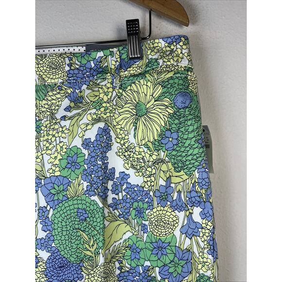 Talbots Perfect Crop Pants size 16 Green Blue Yellow Floral Print Capri NWT - Picture 5 of 12